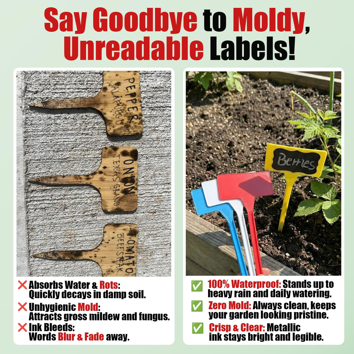 Jammy Joey black sticker on labels improves legibility in sun and rain.