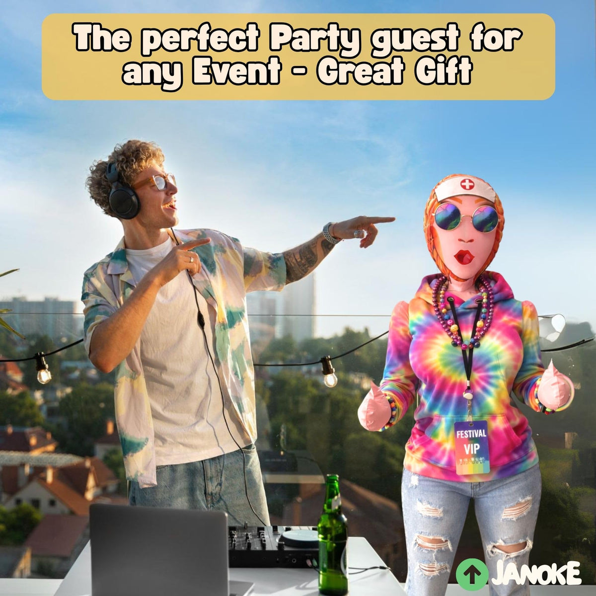 JANOKE quick setup inflatable prop with built-in valve for easy inflation and deflation.