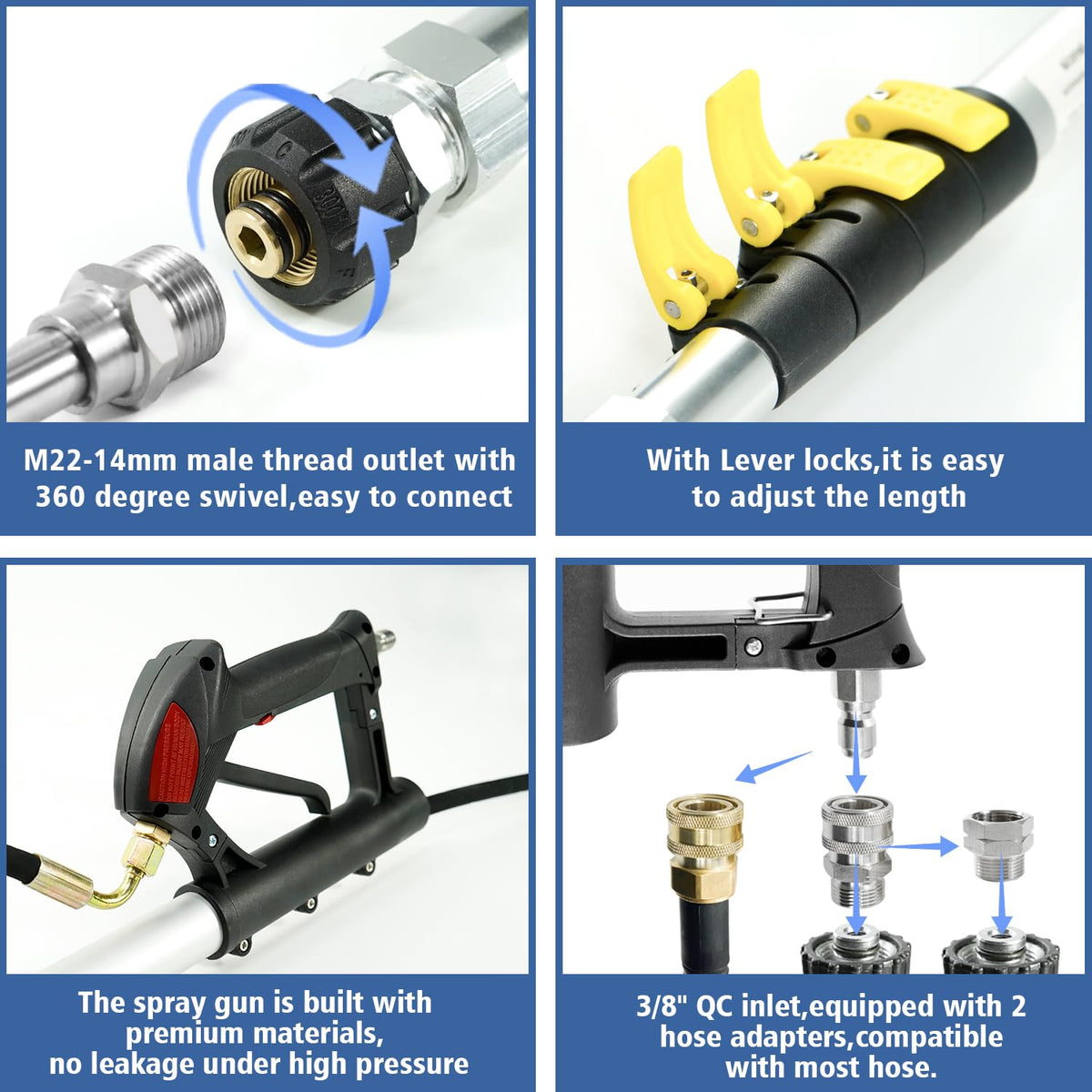 Janz brush head with jets targets stubborn dirt on siding.