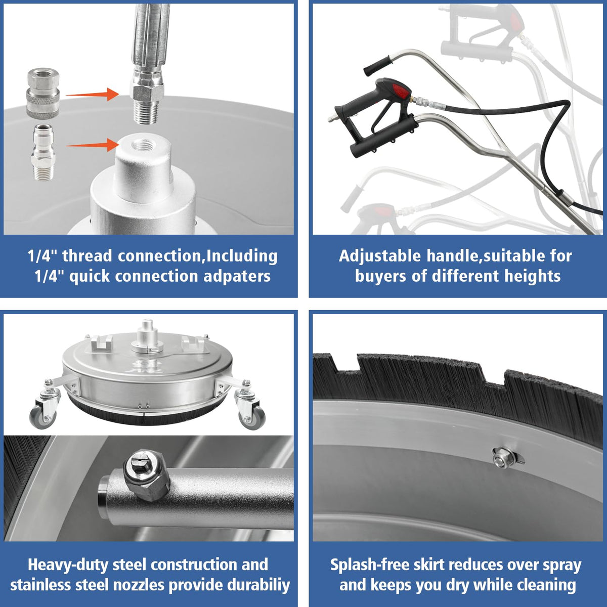 JANZ splash-free skirt reduces overspray for cleaner edging