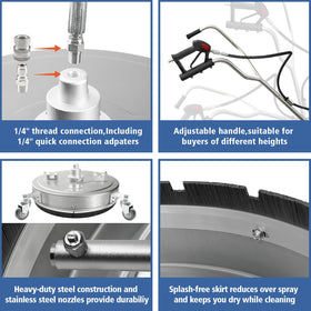 JANZ splash-free skirt reduces overspray for cleaner edging
