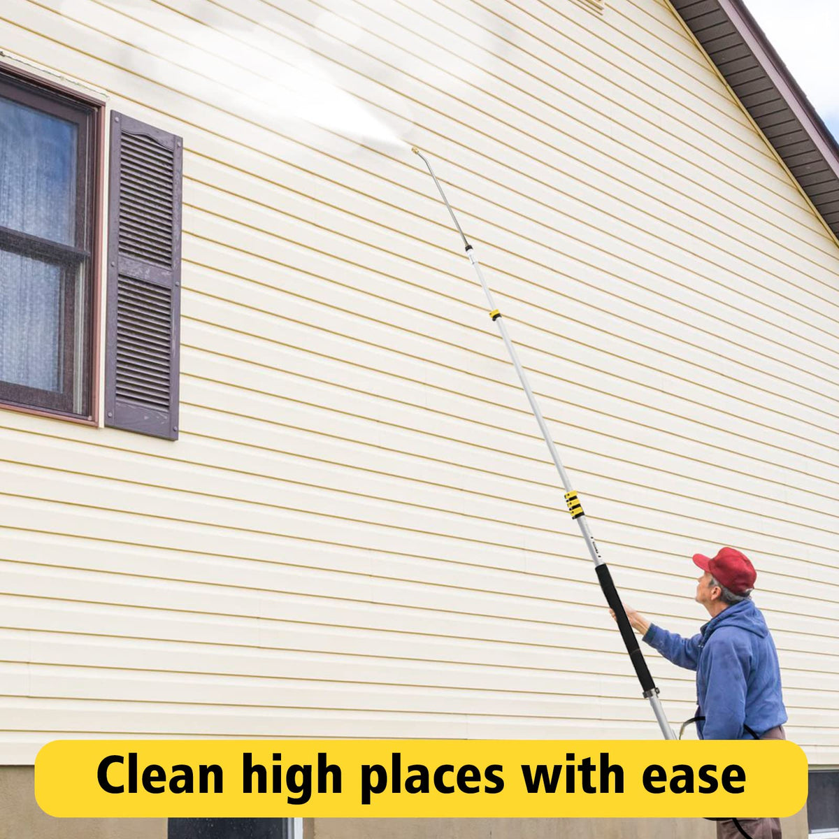 Janz support harness reduces fatigue during extended cleaning sessions.