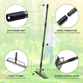 JAOTREL rake with anti-rust coating for long-lasting outdoor use