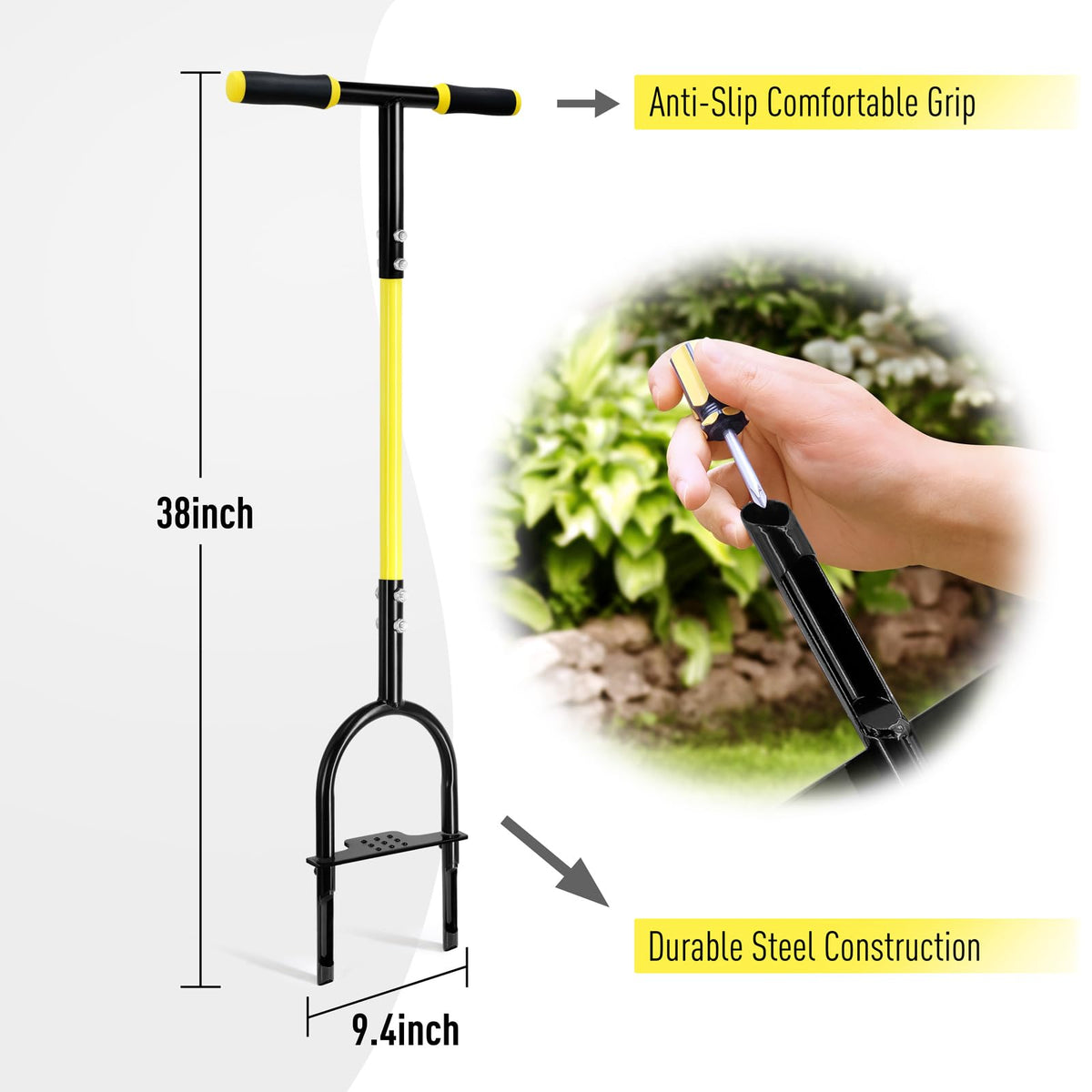 Jardineer aerator is ideal before overseeding or nutrient application for better soil receptivity.