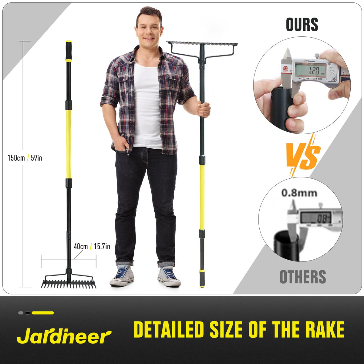 Jardineer Bow Rake easy assembly and detachable storage.