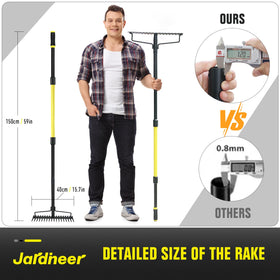 Jardineer Bow Rake easy assembly and detachable storage.