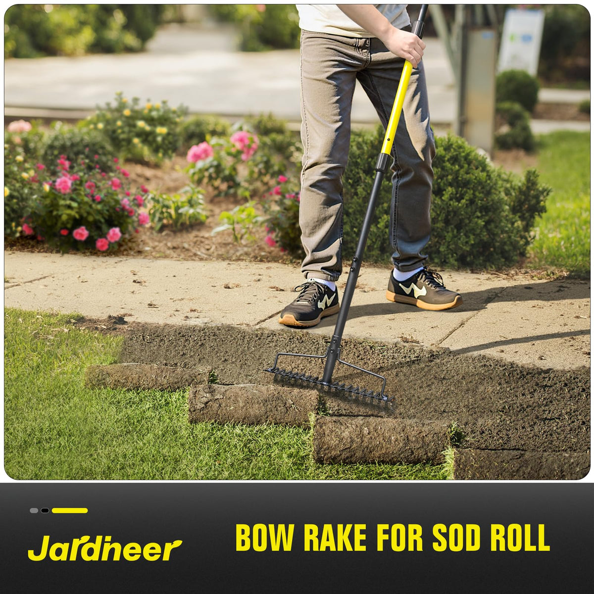 Jardineer Bow Rake multi-purpose tool for gravel and leaves.