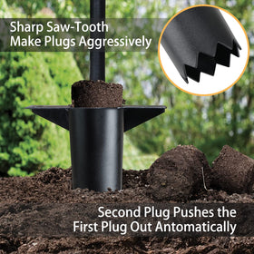 Jardineer Bulb Planter serrated base eases digging and plug removal.