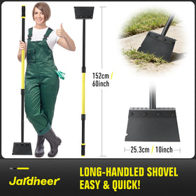 Jardineer Garden Flat Shovel stored neatly in a shed for easy access.