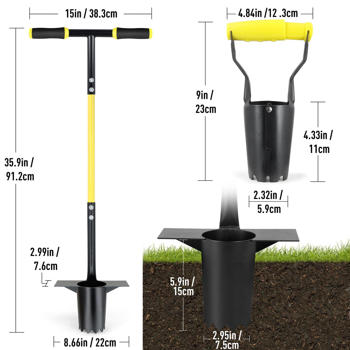 Jardineer heavy-duty planter tool for durable performance in tough soil