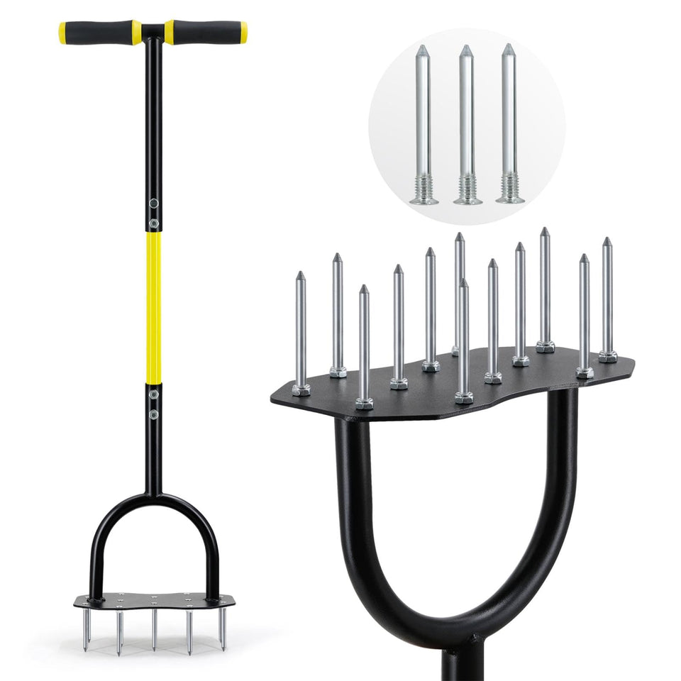 Jardineer lawn aerator with 36-inch spikes for deeper aeration.