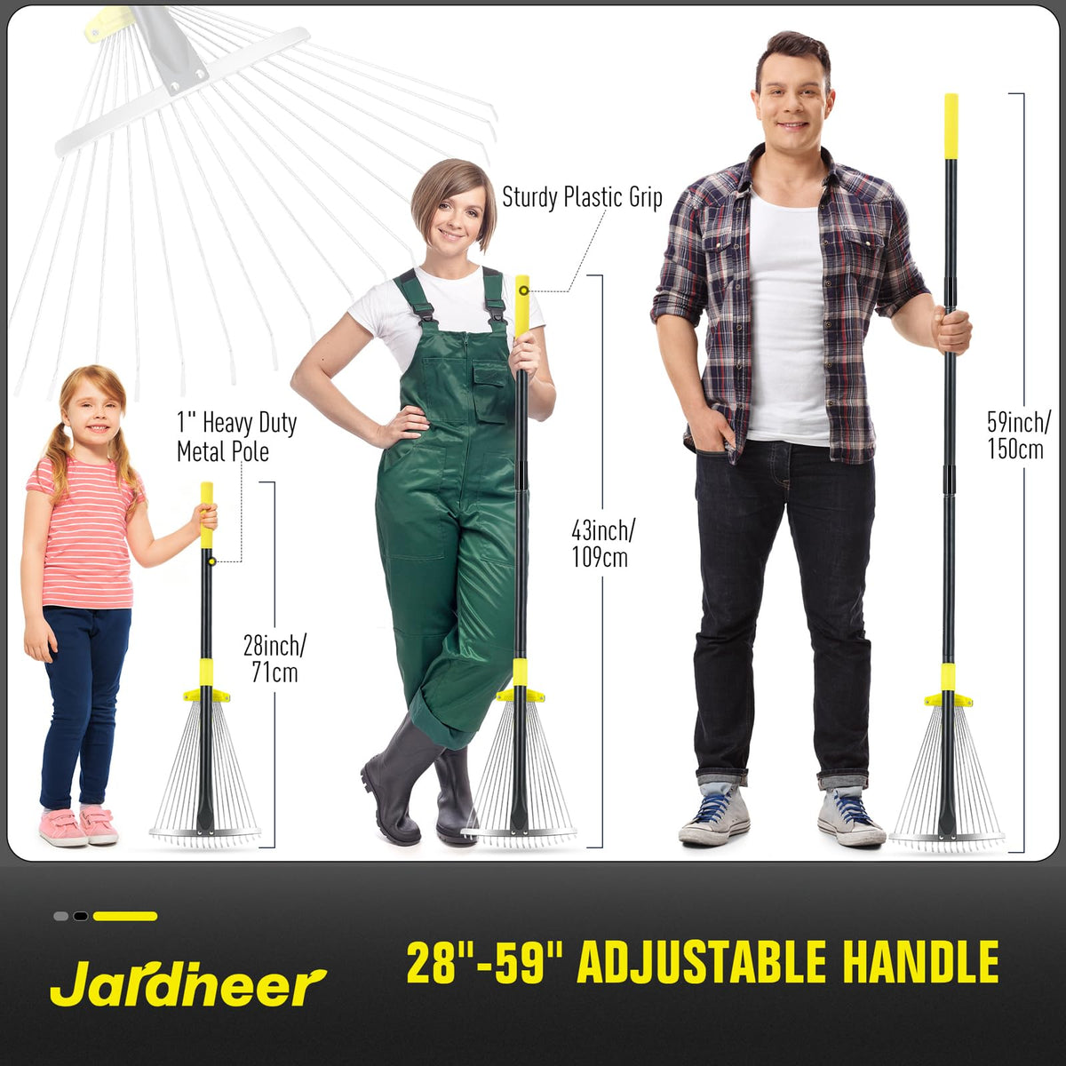 Jardineer rake showing the non-slip TPR grip for comfortable use