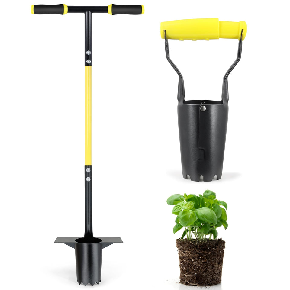 Jardineer long-handle bulb planter for easy, precise planting with less bending
