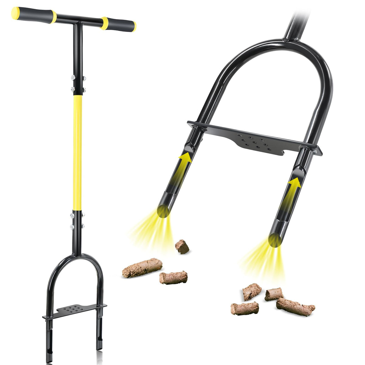 Jardineer manual core aerator with 38-inch frame enables back-friendly lawn aeration.