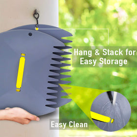Jardineer gloves protect hands from dirt and sharp objects during cleanup.