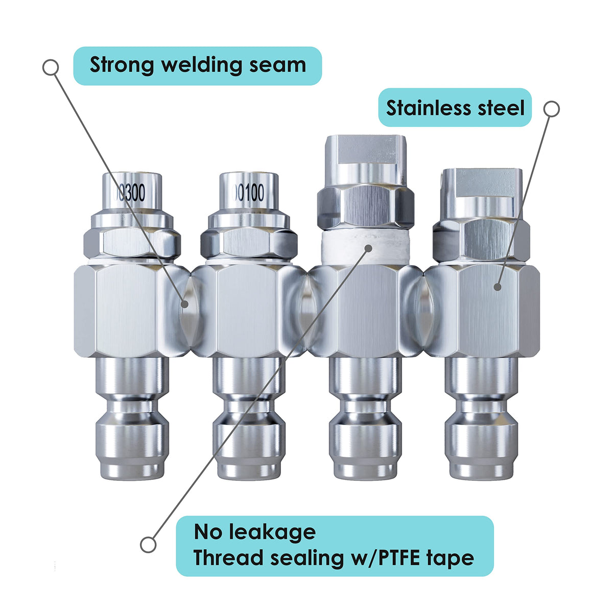 Jariko Jrod nozzle 0010 0-degree jet demonstrates direct powerful spray for tough stains.
