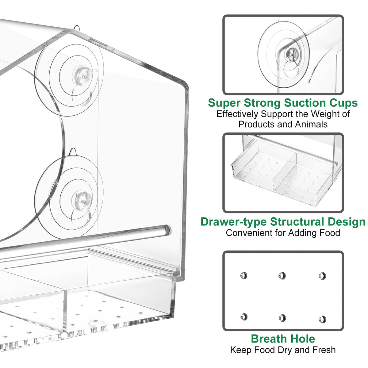 Jarkyfine crystal-clear acrylic see-through design for close-up bird viewing