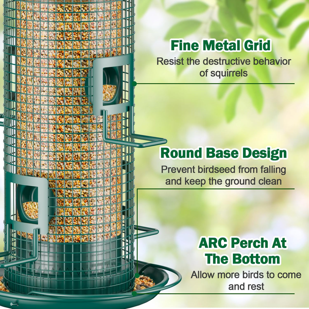 Jarkyfine four-port feeder design supports multiple birds at once.