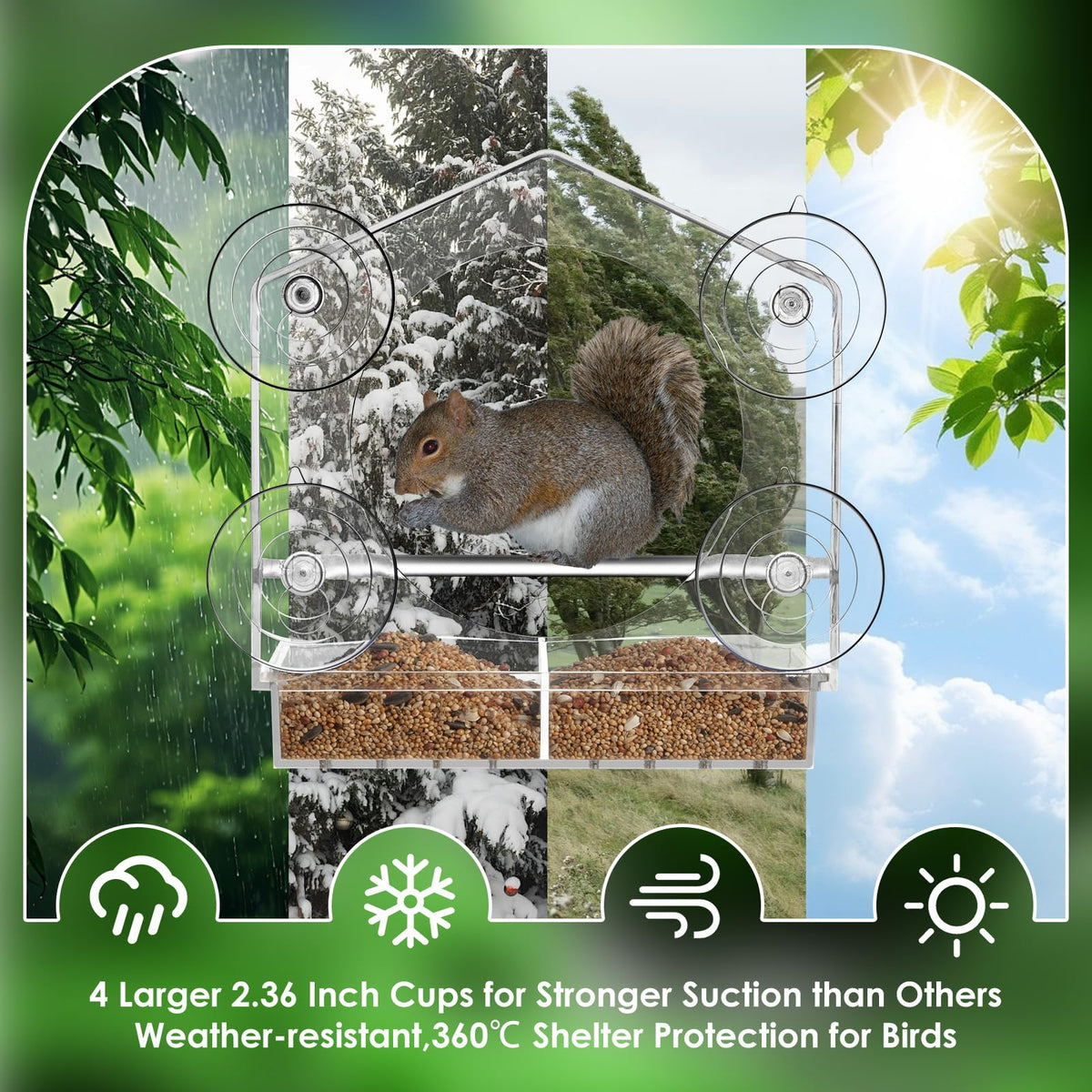 Jarkyfine four-strong-suction-cups secure attachment on glass in wind
