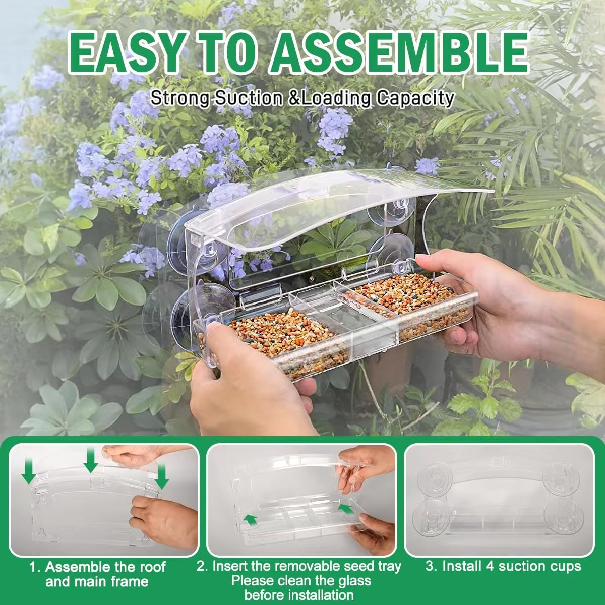 Jarkyfine window feeder creates cat TV with close-up avian watching.