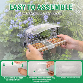 Jarkyfine window feeder creates cat TV with close-up avian watching.