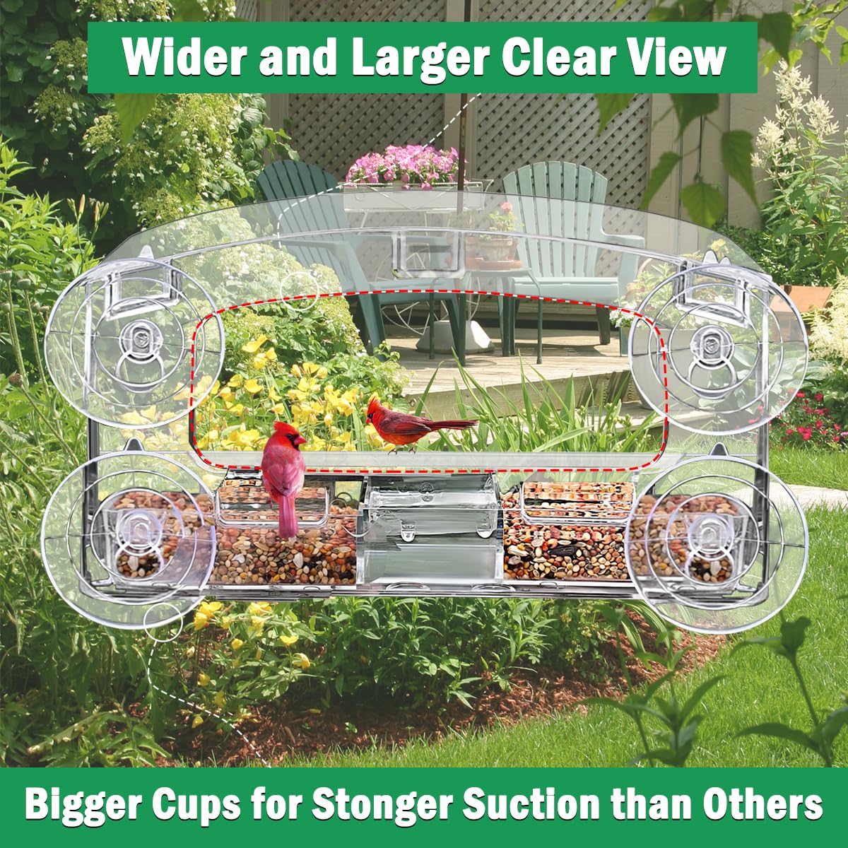Jarkyfine feeder attracts cardinals, goldfinches, and bluebirds for backyard birding.