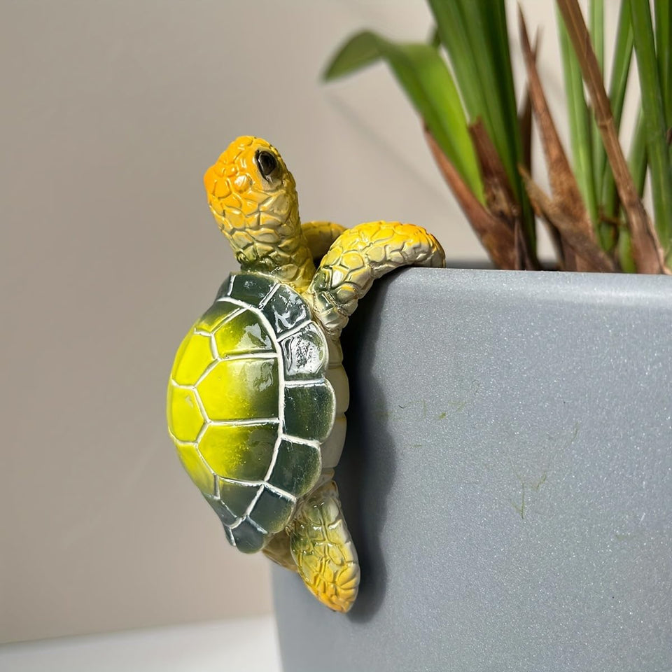 JARPSIRY climbing tortoise pot hugger decor elevates outdoor pots with whimsy