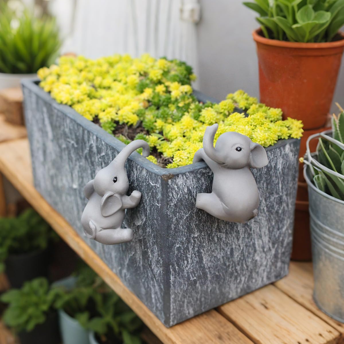 JARPSIRY hanging elephant ornament for balconies or patio planters