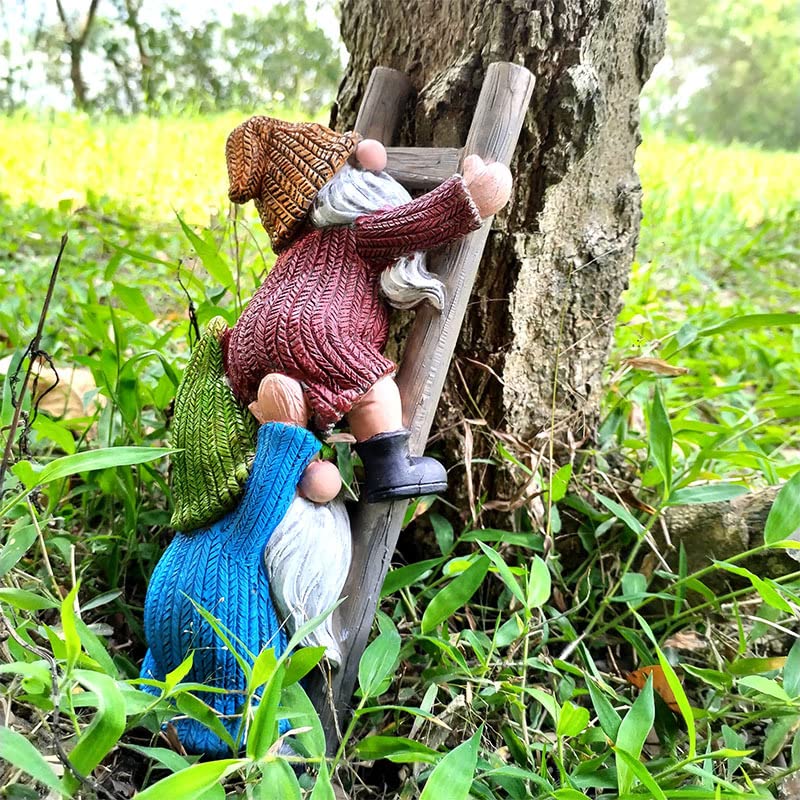 JARPSIRY garden gnome on ladder outdoor charm