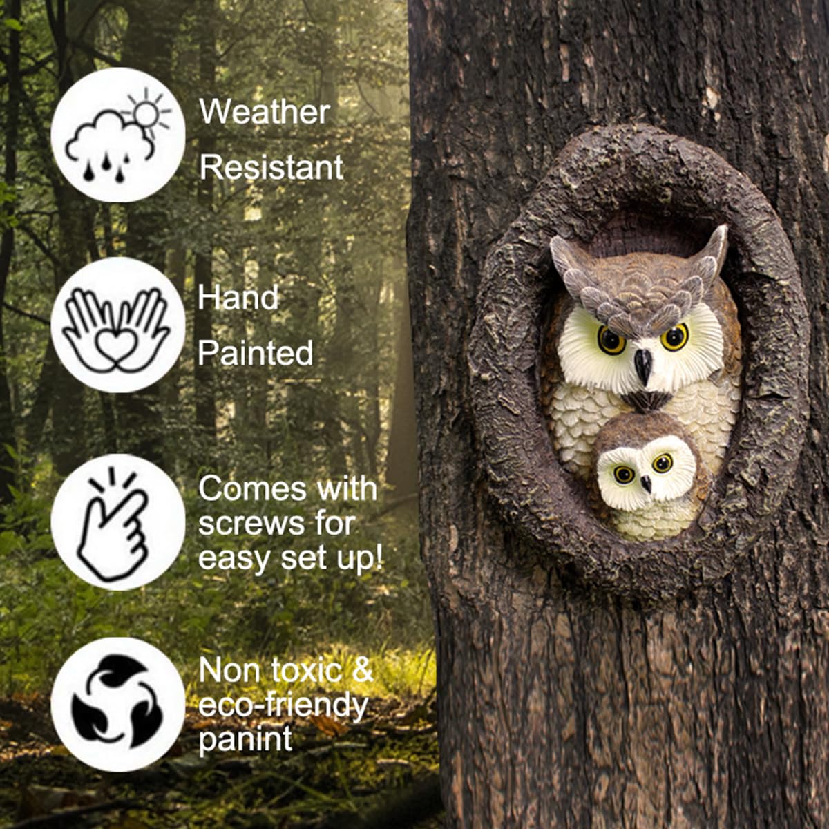 JARPSIRY outdoor tree face decor suits porches and trees with durable resin.
