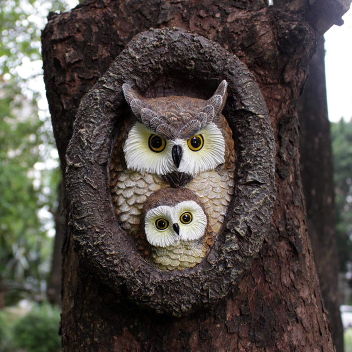 JARPSIRY owl bark decor includes back-hole design for easy hanging.