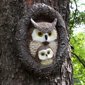 JARPSIRY owl tree sculpture front view enhances curb appeal with playful yard charm.