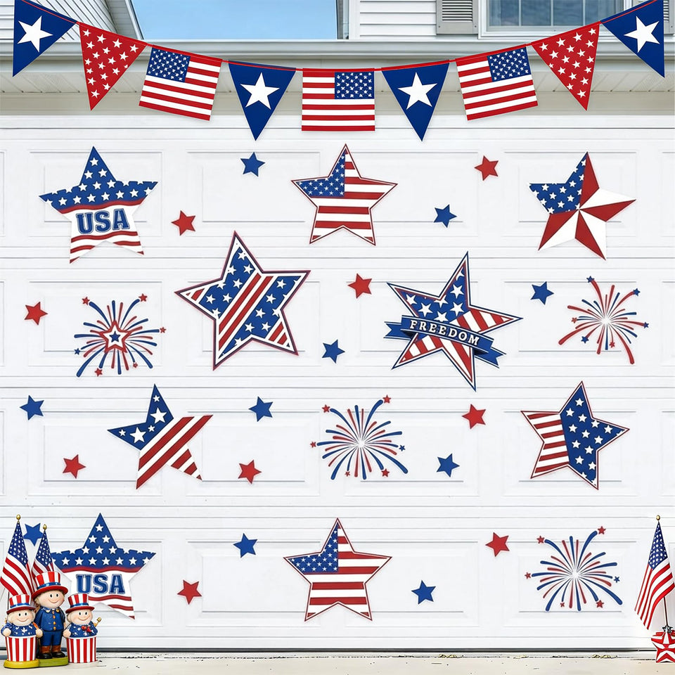 JarThenaAMCS patriotic garage magnets set, 24pc, ideal for quick home or fridge decor