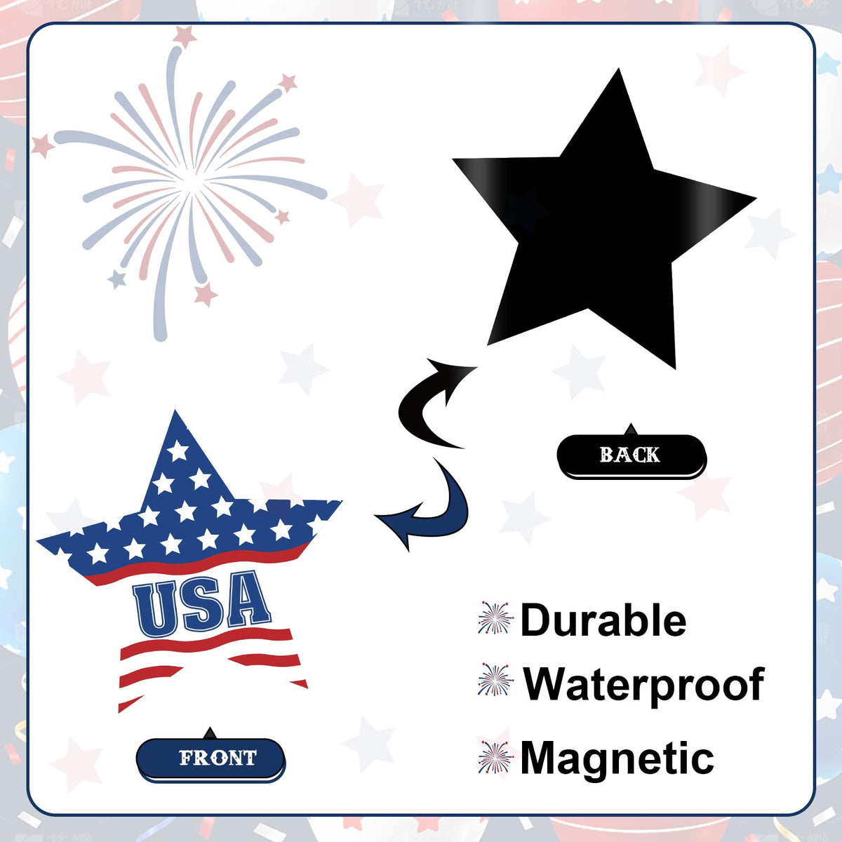 JarThenaAMCS star and stripe magnets for metal surfaces like a garage door