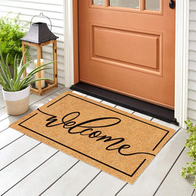 JarThenaAMCS Welcome Mat features a bold black border detail at the doorway.