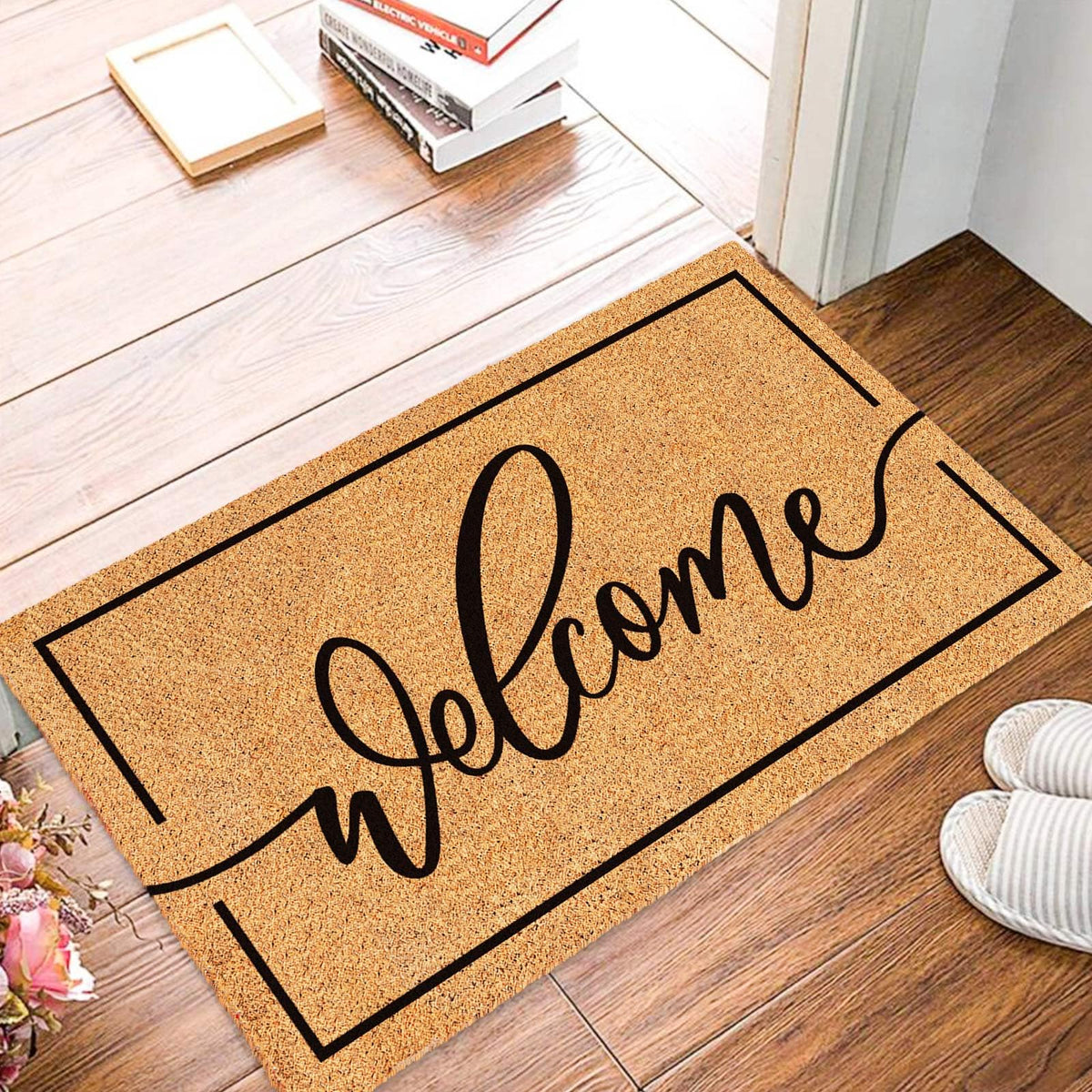 JarThenaAMCS Welcome Mat positioned at the front door for a welcoming entry.