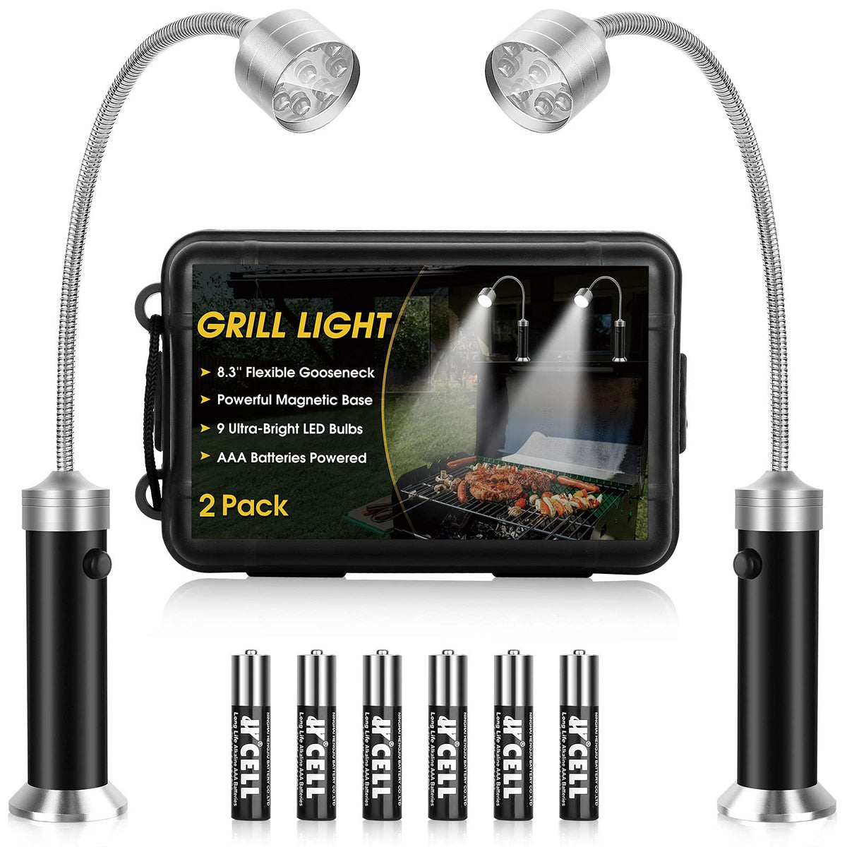 Jasee grill light attached to magnetic base for hands-free night grilling