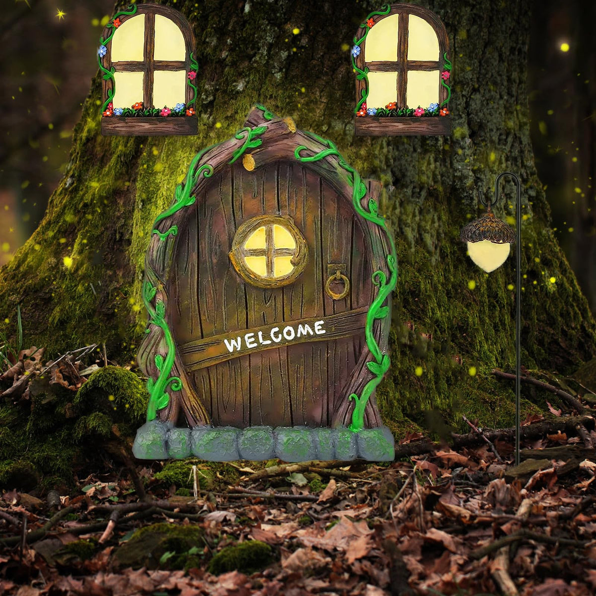 Jauay fairy windows glow-pair: nighttime charm guiding curious visitors to your garden.