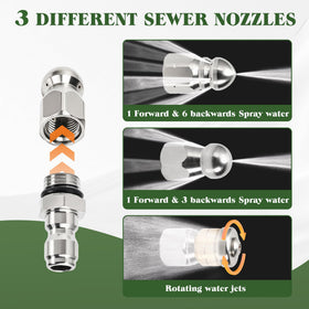 Javneo quick-connect nozzle fits most wands for easy setup.
