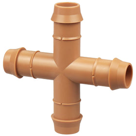 Jayee drip cross connector 1/2-inch four-way tee for easy irrigation network setup.