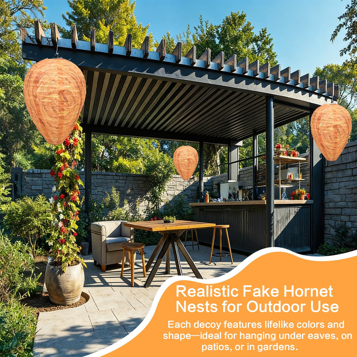 Jayhanvoe Wasp Nest Decoy 3-pack covers larger outdoor areas effectively