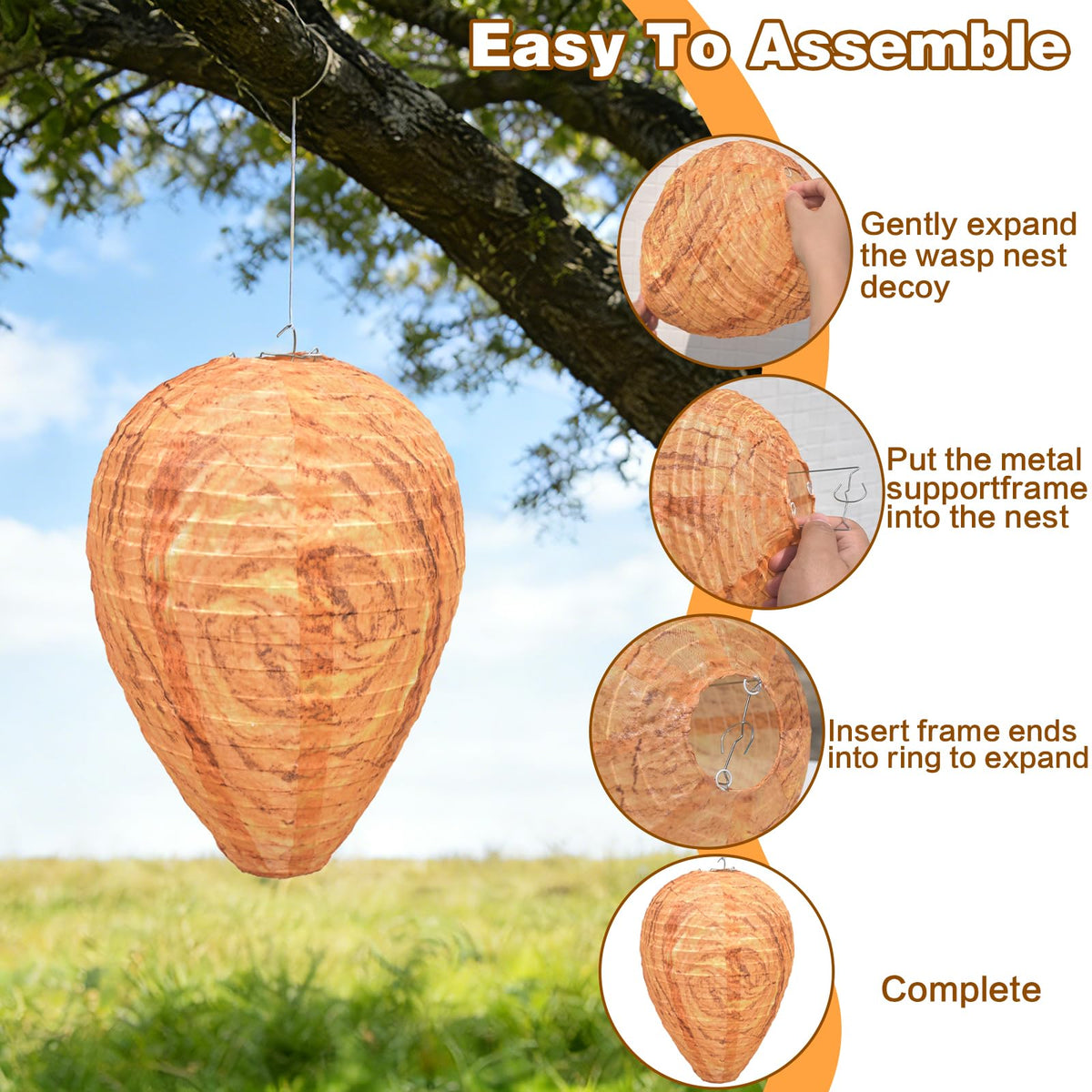 Jayhanvoe Wasp Nest Decoy expands to 8.5 inch diameter resembling a real colony