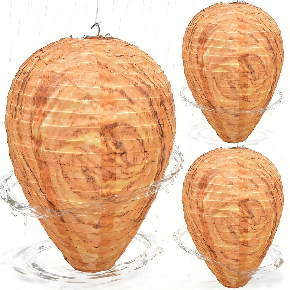 Jayhanvoe Wasp Nest Decoy hanging outdoors with realistic texture that deters hornets