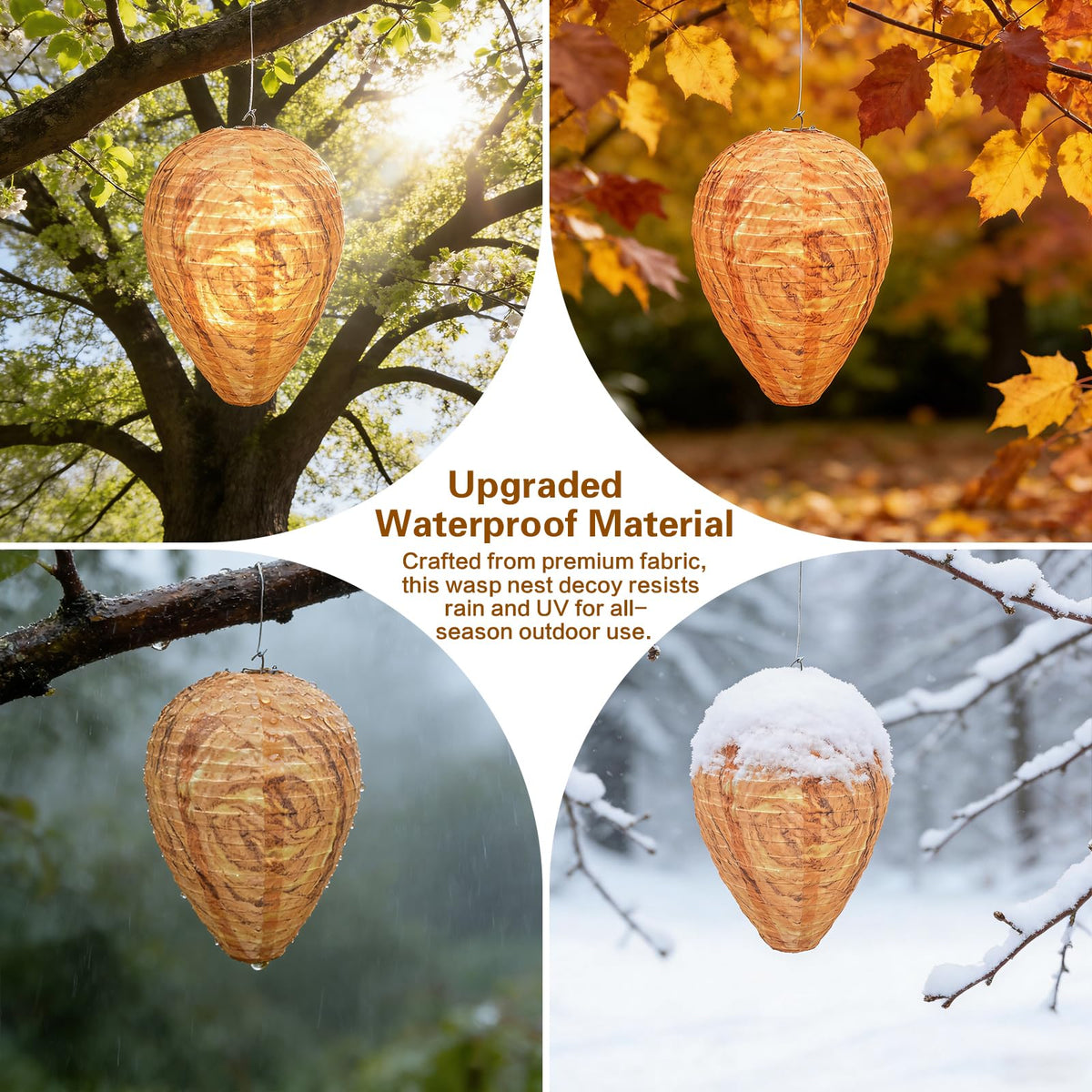 Jayhanvoe Wasp Nest Decoy placed under eaves creates pest deterrence