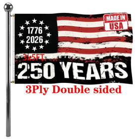 Jayus 250th anniversary flag front view, vivid colors for outdoor display.