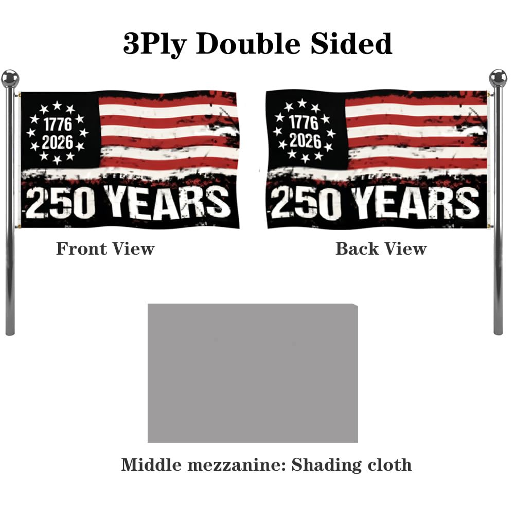 Jayus 250th anniversary flag back view showing double-sided print
