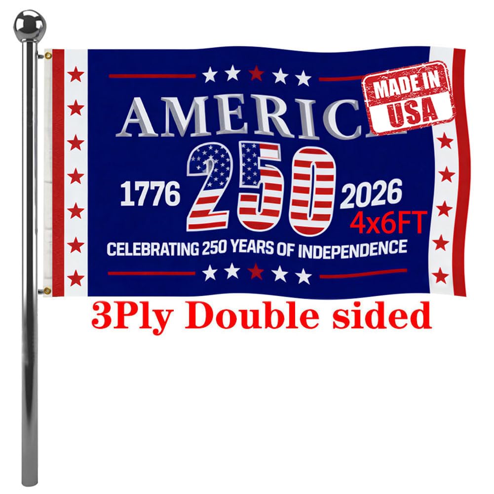 Jayus 250th anniversary flag, front view, vibrant outdoor display ready