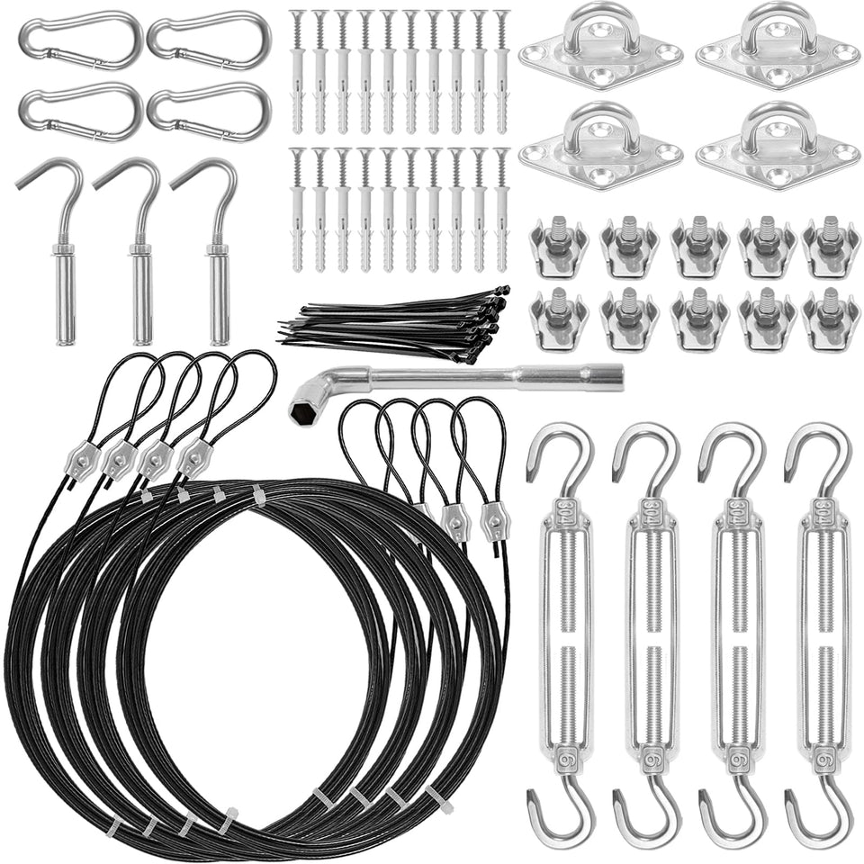 Jayzod sun shade hardware kit 10ft wire rope for outdoor installation