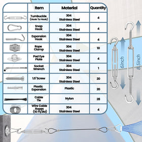 Jayzod sun shade hardware kit snap hooks for quick hanging