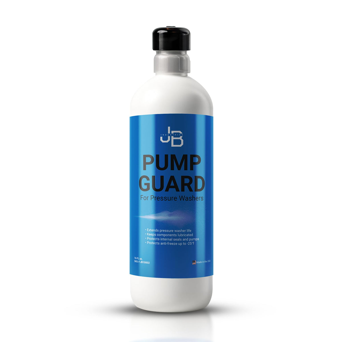 JB Industries Pump Guard 16oz bottle ready for winter protection of pressure washers.